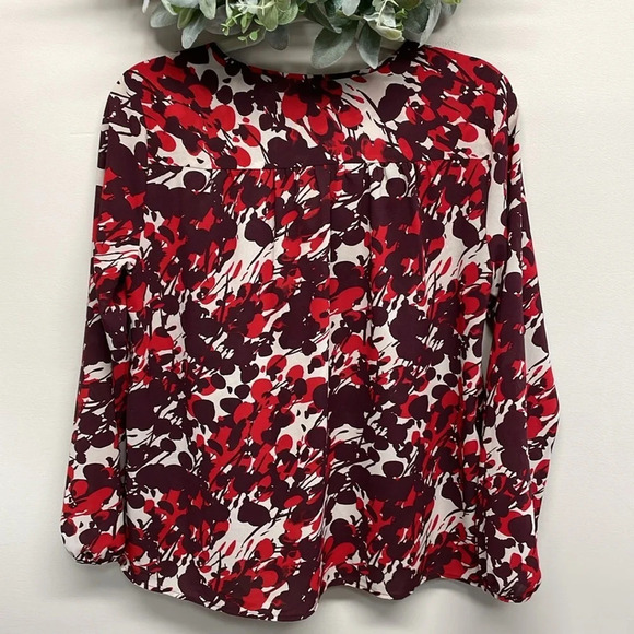 NWOT J. Crew Dark Poppy Printed Tie Neck Long Sleeve Blouse S - Picture 4 of 16